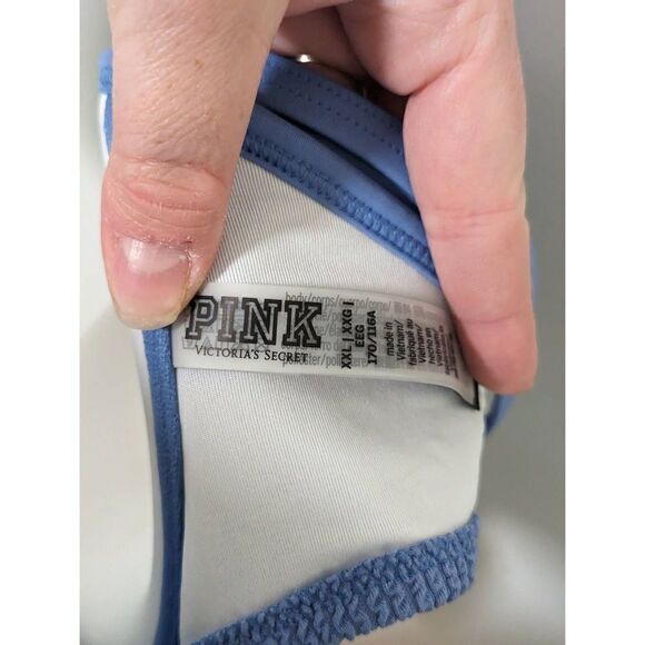 Victoria's Secret Pink Blue Ribbed Padded Push Up Swim Top - Size XXL - Picture 7 of 7